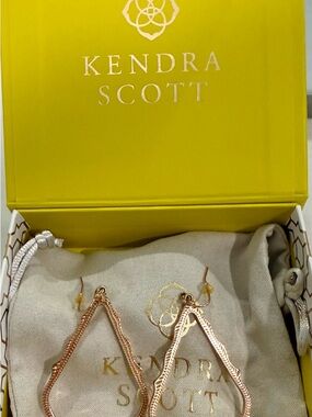 Kendra Scott Sophee Rose Gold Open Filigree Teardrop Earrings
